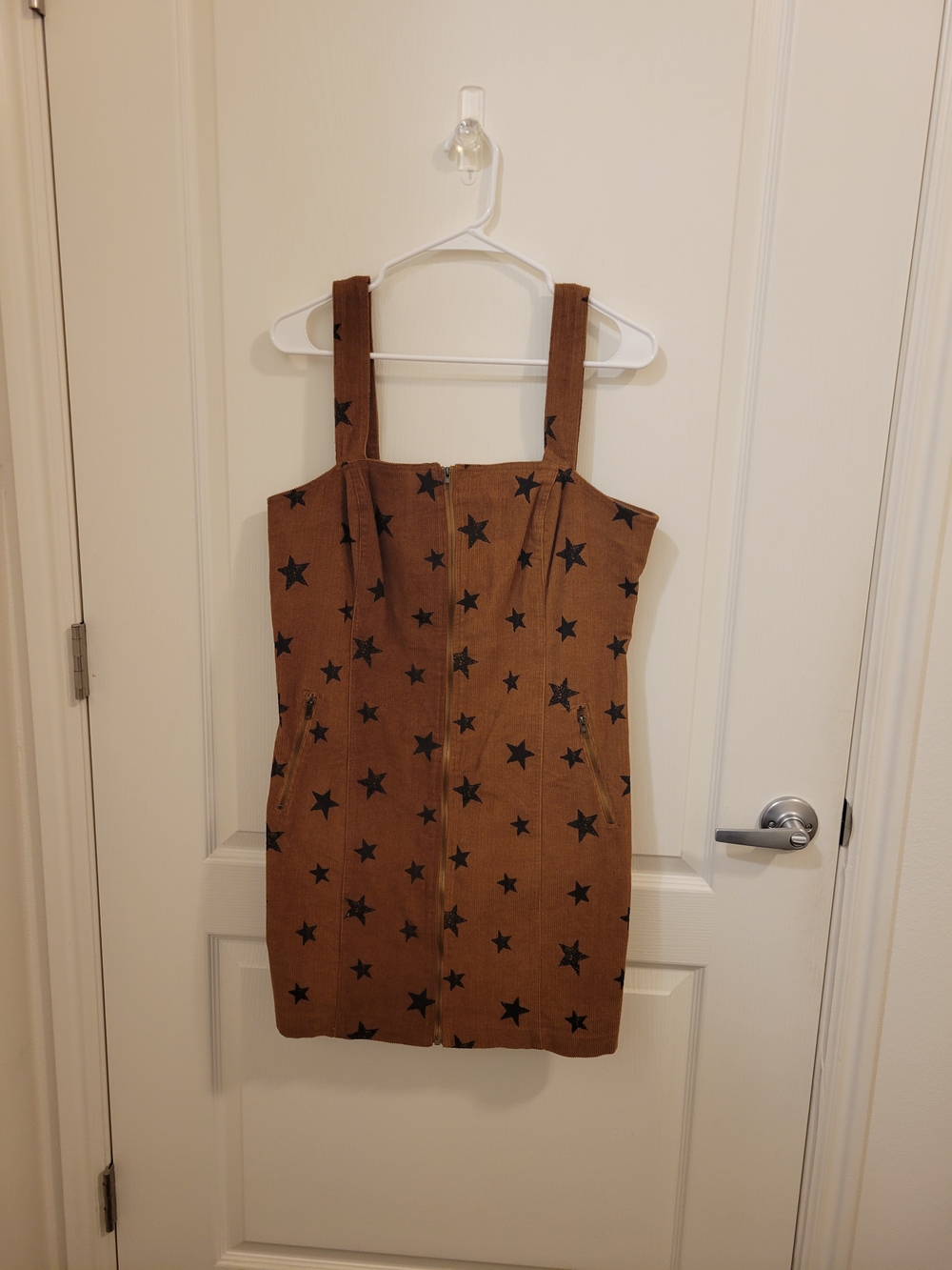 Altar'd State Brown Star-Print Pinafore Dress
